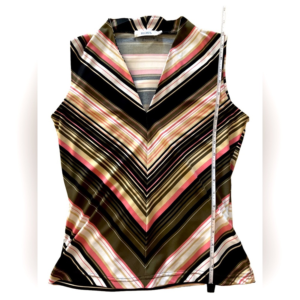 CLEARANCE Ricki’s Multicolour Striped Sleeveless Fitted V-neck Tank Top - Picture 6 of 8